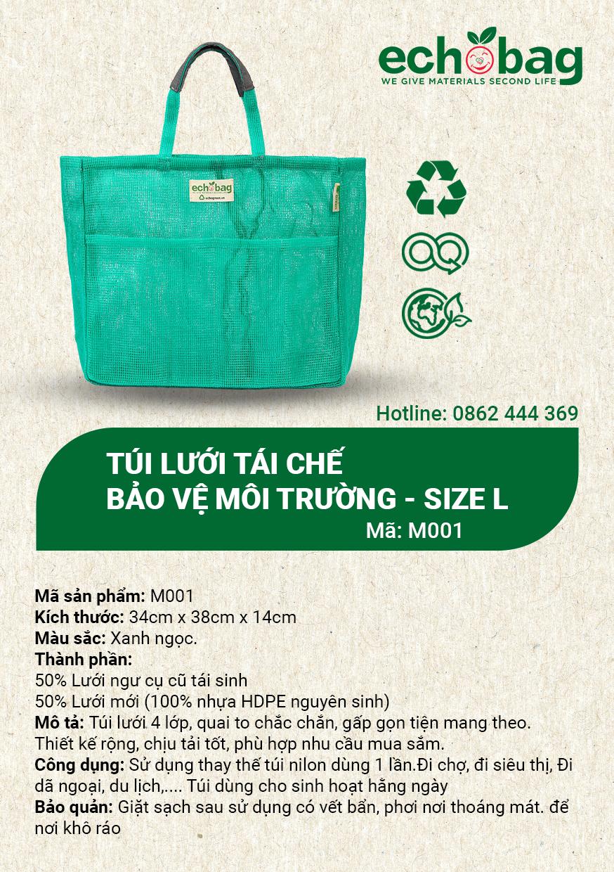 TÚI LƯỚI TÁI CHẾ BẢO VỆ MÔI TRƯỜNG SIZE L